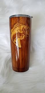 Woodgrain Fish Tumbler 20oz Free Shipping Woodgraintumbler Stainlesssteelcup Customtumbler Customc Glitter Tumbler Cups Custom Tumblers Custom Tumbler Cups