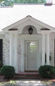 Interior Fetching Front Porch Portico Design Ideas With White House Pillar Including Vintage Metal Ceiling Lamp House Exterior Portico Design House Pillars