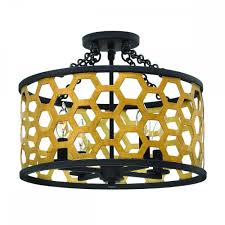 Our range of modern & vintage style flush & pendant ceiling lights will help you bring warmth and light to any room. Semi Flush Ceiling Light Gold Honeycomb Black Lighting And Lights Uk