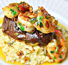 The Ultimate Surf And Turf Recipe Filet Mignon Shrimp Scampi On Parmesan Cauliflower Rice Risotto Plus In 2020 Steak And Shrimp Cauliflower Risotto Surf And Turf