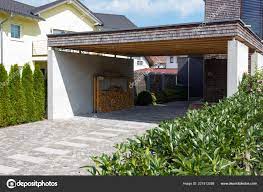 Wooden Modern Carport South Germany Bavarian Village Area Stock Photo Image By C Rudolfgeiger 221513288