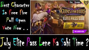 They can choose their landing location wherever they want and then engage in search of weapons and other utilities like medic kits, grenades, etc. July Elite Pass Kab Le Total Gamerr Vote For Best Character In Free Fire Poll Open Youtube