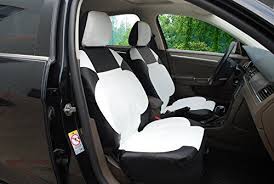 115904 Bkwhiteleather Like 2 Front Car Seat Covers Compatible To Dodge Charger Challenger Dart Journey Leather Car Seat Covers Car Seats Ford Focus Accessories