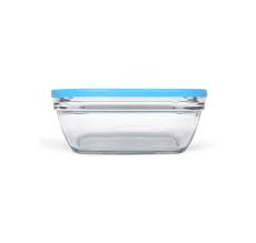Sold and shipped by spreetail. Duralex Square Glass 200 Ml Bowl With Blue Lid Clear Nilkamal At Home Home