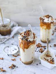 Salty Caramel Yogurt Shakes Video Recipe Yogurt Shake Delicious Desserts Smoothie Recipes With Yogurt