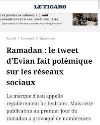 C'est pour ça que le ramadan est le seul « jeûne » qui entraîne des promos sur la bouffe dans les pour en revenir aux infidèles d'evian, ces chiens de l'enfer ont cru pouvoir parler de consommation. Svmzpcbyifwu0m