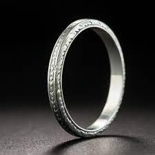 Dating Back To The 1920s 30s This Classic Art Deco Wedding Band Is Die Struck In Platinum And Decora Platinum Wedding Band Art Deco Wedding Band Wedding Bands