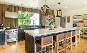 A fixture is inserted directly into the ceiling. Rustic Modern Farmhouse Kitchen Farmhouse Kitchen Boston By Kitchen Associates Houzz