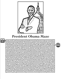 President barack obama coloring page. Barack Obama Maze Coloring Page Kids Play Color