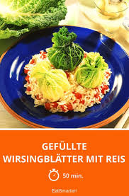 Gefullte Wirsingblatter Mit Reis Rezept Wirsing Rezepte Lebensmittel Essen