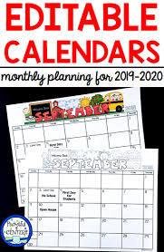 Monthly Editable Calendars Update Teacher Calendar Homework Calendar Kindergarten Calendar