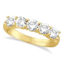 A stylish and sophisticated anniversary band makes an ideal gift for celebrating milestone years or for other major events like the birth of a child. Five Stone Diamond Ring Anniversary Band 14k Yellow Gold 1 50 Ct Ir100