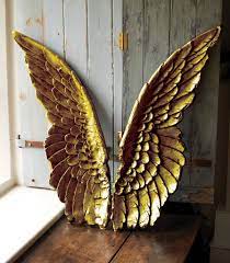 Angel wings painting, angel art baby room, shabby chic, gold crown, nursery decor, hand painted angel wings custom painted free shipping. Gold Angel Wings Wall Art By Parlane Angel Wings Wall Decor Angel Wings Wall Art Angel Wings Art