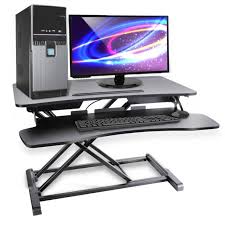 Pyle Computer Monitor Rising Desk Stand With Adjustable Height And Keyboard Tray Walmart Com Walmart Com
