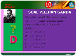 Guru sd smp sma soal pilihan ganda persamaan kuadrat kelas 9. Soal Pilihan Ganda Persamaan Kuadrat Dan Pembahasannya Kami