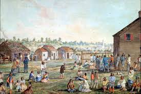 Metis settlement, Manitoba [Canada] circa 1870 by William Wallace Armstrong.  Armstrong had been part of the Red River Expedition of 1869-70 during the  1st Riel rebellion aka 1st Northwest Rebellion.