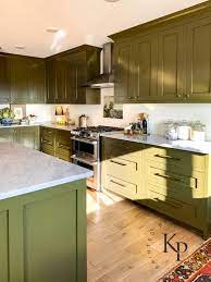 We've been working on this kitchen remodel for months and i've been working on the styling, photos, video, and blog post for this reveal for what feels like weeks so i can't tell you how darn excited i am to share the reveal of our modern olive green kitchen. Olive Green Kitchen Cabinets Painted By Kayla Payne