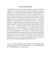 Criatura de dios, te exorcizo, trato y bendigo en nombre de la santísima trinidad. Oracion San Luis Beltran Espanol Nar Media Kit