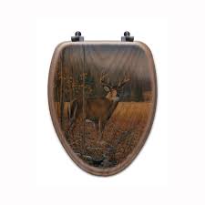 Wgi Gallery Llc November Whitetail Deer Elongated Closed Front Wood Toilet Seat In Oak Brown In 2020 Wood Toilet Seat Toilet Seat Whitetail Deer