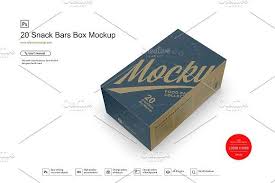 You can change the color of strips and replace the current artworks on. 20 Snack Bars Box Mockup Box Mockup Template Design Mockup