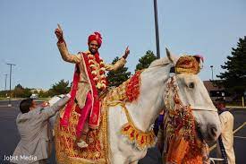 Elegant Indian Groom Riding Baraat White Horse Indian Groom White Horse Horse Photos