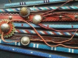 Artist Robert Blanchet Of Santa Fe Nm Hat Bands Artisian Crafted And Tooled Leather Made Of Parfleche Silver Metal And Bea Hat Bands Leather Tooling Beaded