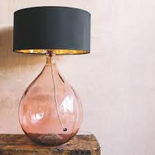 New linen shade, american, 1950s. Extra Large Round Pink Glass Lamp Graham Green Glass Lamp Pink Table Lamp Glass Lamp Base