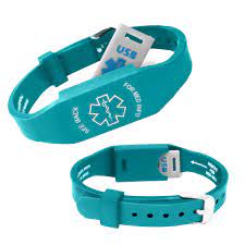 Amazon.com: USB Medical ID Bracelet Waterproof Hypoallergenic Silicone  Wristband 2GB Waterproof Flash Drive Emergency Medical Card Elite II USB  Teal : Health & Household