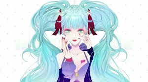 She is shown in the anime as having purple hair tied in a double low ponytail complemented with turquoise eyes. Desktop Wallpapers Vocaloid Hatsune Miku Hair Anime Female 1366x768