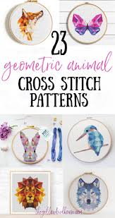Unicorn floral cross stitch free pattern. 23 Beautiful Geometric Animal Cross Stitch Patterns