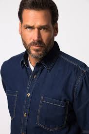 Koszula dżinsowa, denim, rękaw 1/2, nowoczesny krój, kołnierzyk kent, do  rozm. 8XL, ciemnoniebieski dżins