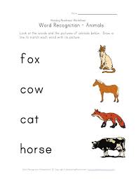 Recognize Animal Names Worksheet Word Recognition English Worksheets For Kindergarten Phonics Words