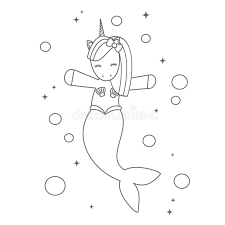 Cute Mermaid Unicorn Coloring Book Stock Vector Illustration Of Coloring Card 148071081