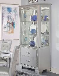 Allura Modern Curio W Led Lighting Bedroom Closet Design Classic Cabinets Rectangular Dining Room Set