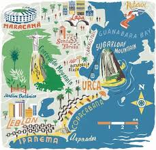 Rio De J Brazil Travel Illustrated Map Rio De Janeiro Map