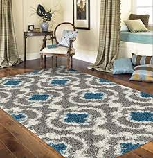 This area rug is artistically designed with unique colors that bring out the beauty of your room. Amazon Com Cozy Moroccan Trellis Gray Turquoise 5 3 X 7 3 Indoor Shag Area Rug Furniture Decor
