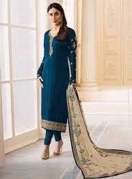 Kareena Kapoor Navy Blue Georgette Churidar Salwar Suit 114081 Are You Searching For The Best D Salwar Kameez Designs Dress Materials Indian Designer Wear
