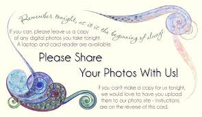 A Cute Design For A Card Asking Guests To Share Their Photos Guests Using Ourphotoopp Com Will Have Their Photos Automati Project Wedding Wedding Wedding Book