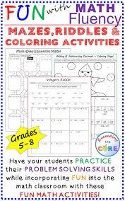 Fun With Math Fluency Mazes Riddles Coloring Pages Middle School Math Math Middle School Math Teacher