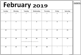 Free Calendar 2019 February Printable Template Pdf Free Monthly Calendar Monthly Calendar Template Template Printable