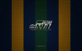 The utah jazz are an american professional basketball team based in salt lake city. Download Wallpapers Utah Jazz Logo American Basketball Club Metal Emblem Blue And Yellow Metal Mesh Background Utah Jazz Nba Salt Lake City Utah Usa Basketball For Desktop With Resolution 2880x1800 High Quality