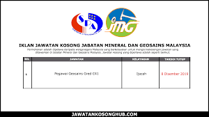Jabatan mineral dan geosains negeri johor bersama dengan economic development corridor east coast region (edcer). Jawatan Kosong Terkini Jabatan Mineral Dan Geosains Malaysia