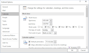 How To Change Working Days And Time In The Outlook Calendar Microsoft Outlook 2016
