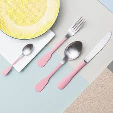 4 Pc Cutlery Set Pink By Bitossi Home Designed In Italy Monoqi Modern Placemats Kitchen Tools Cutlery Set