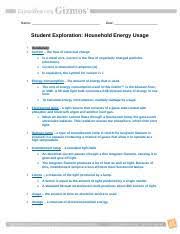 Maybe you would like to learn more about one of these? Household Energy Gizmo Name Date Student Exploration Household Energy Usage Vocabulary Current Energy Consumption Fluorescent Lamp Halogen Lamp Course Hero