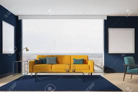 Great savings & free delivery / collection on many items. Blue Living Room Interior With A Yellow Sofa Gray Blue And Stock Photo Picture And Royalty Free Image Image 85002232