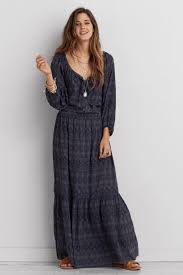 American Eagle American Eagle Outfitters American Eagle Long Sleeve Maxi Dress Maxikleid Boho Boho Kleid Frauen Outfits