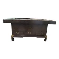Best cheapest coffee tables : Japanese Dark Wood Grain Hibachi Coffee Table With Drawers Chairish