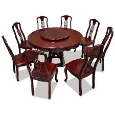 54in Rosewood Round Table With 8 Chairs And Lazy Susan Hand Applied Cherry Finish Enhances The Beauty Of Round Dining Set Dining Table Chairs Rosewood Dining