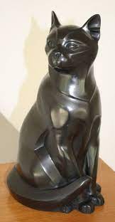 art deko skulptura chernyj kot sidyashij statuya pronumerovana ves 12 4 kg 17 kg v upakovke diametr osnovaniya 22 sm vysota 37 sm m statui skulptura kot